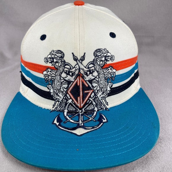 COOGI Hat Mens 7 5/8 Fitted White Baseball Cap 3 Stripes Embroidered Flat Bill - Picture 5 of 10